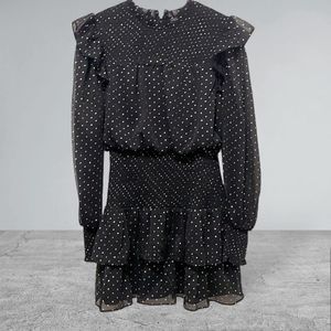 TALULAH Black and White Polka Dot Mini Dress